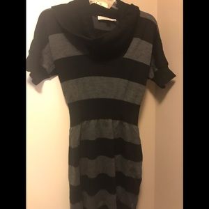 Ann Taylor loft grey black stripe sweater dress